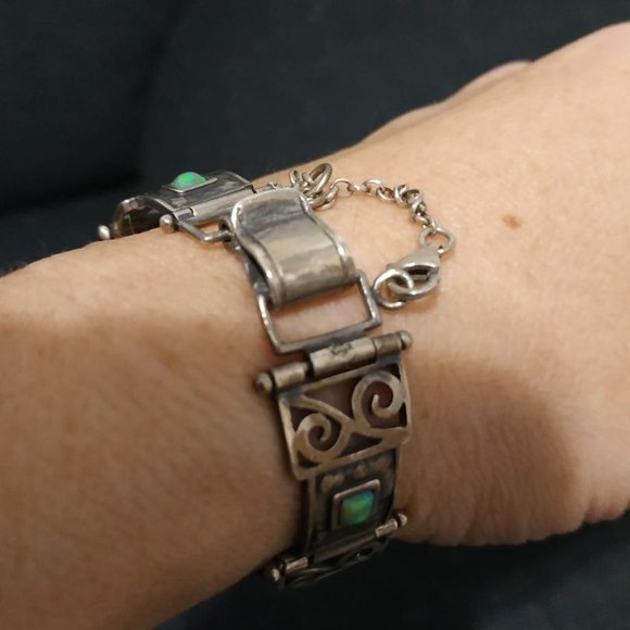 925 Sterling Silver Vintage Mediterranean bracelet with opalite. - Picture 5 of 5